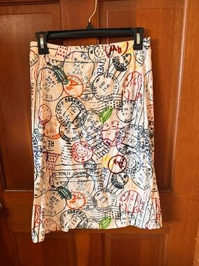 Colorful Stamp-Print Kid’s Skirt - White Multicolor